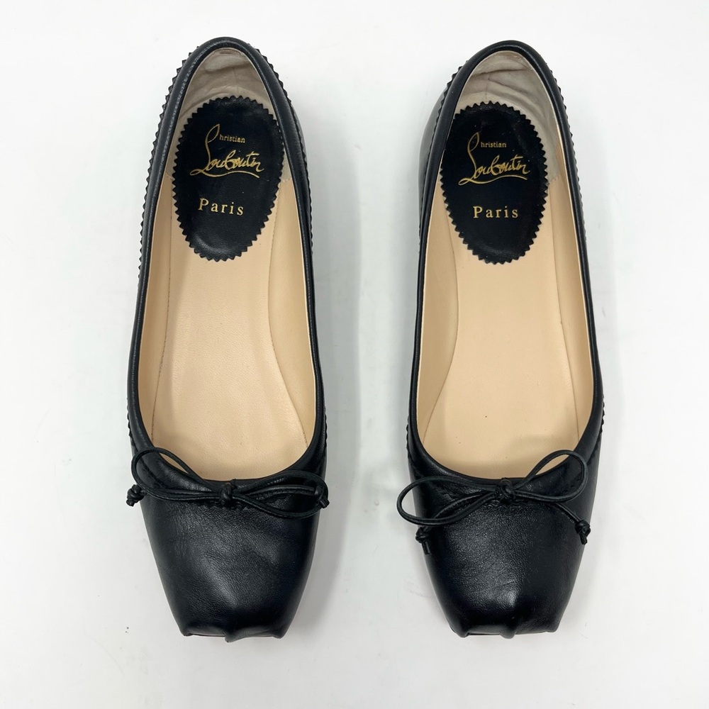 Christian Louboutin Mamadrague Ballerina Ballet Shoes Flat Black Leather size 37